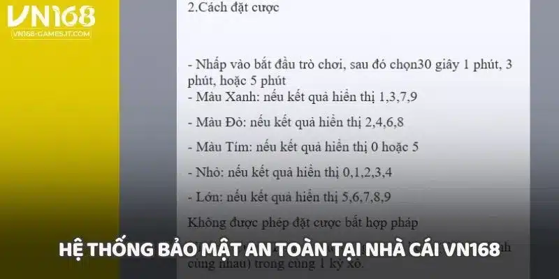 Hệ thống bảo mật an toàn tại nhà cái VN168