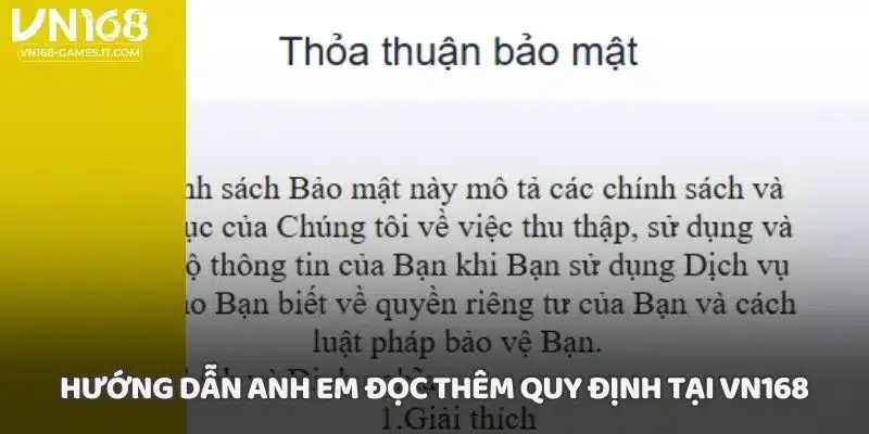 Hướng dẫn anh em đọc thêm quy định tại VN168